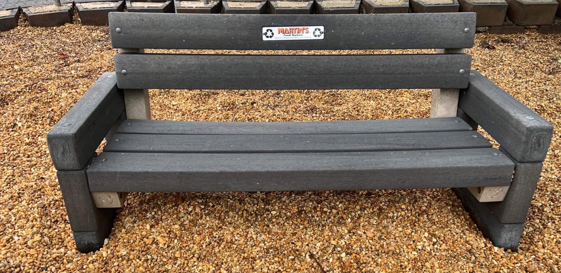 The same bench washed clean with no lichen left
