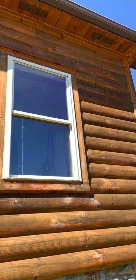 Clean warm-toned logs around the same window after washing